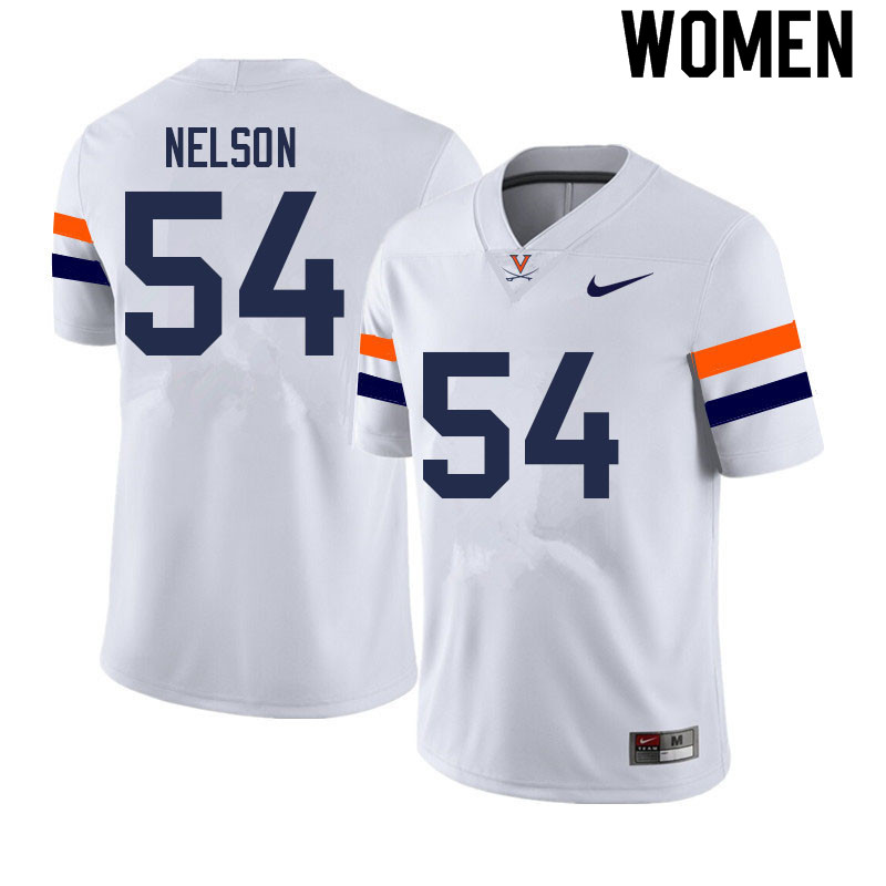 Women #54 Ryan Nelson Virginia Cavaliers College Football Jerseys Sale-White - Click Image to Close